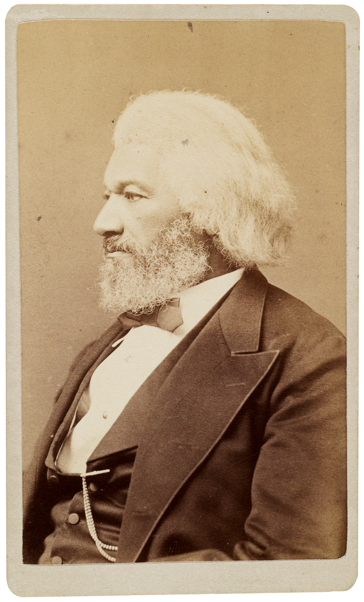 (DOUGLASS, FREDERICK.) Fassett, Samuel M.; photographer. Previously unknown carte-de-visite portrait of Douglass.